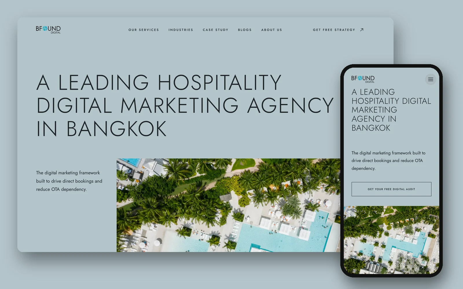 Blueprint — home page on desktop and mobile